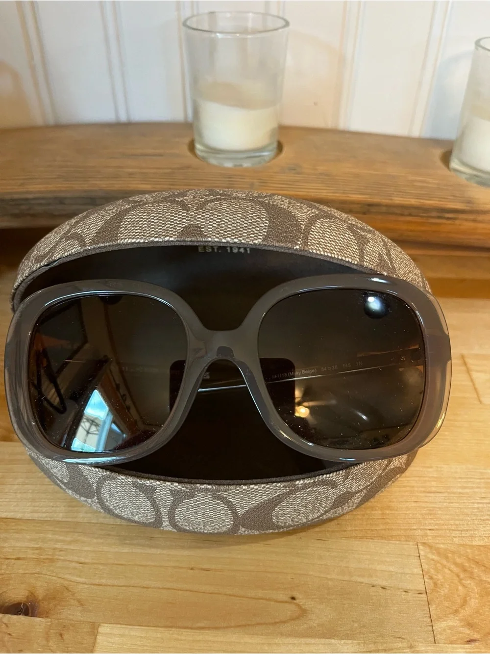 Coach Oversized Milky Beige Sunglasses with case